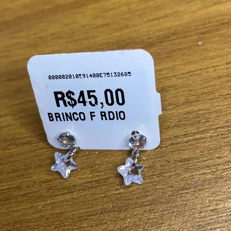 Brinco estrela de cristal pendente