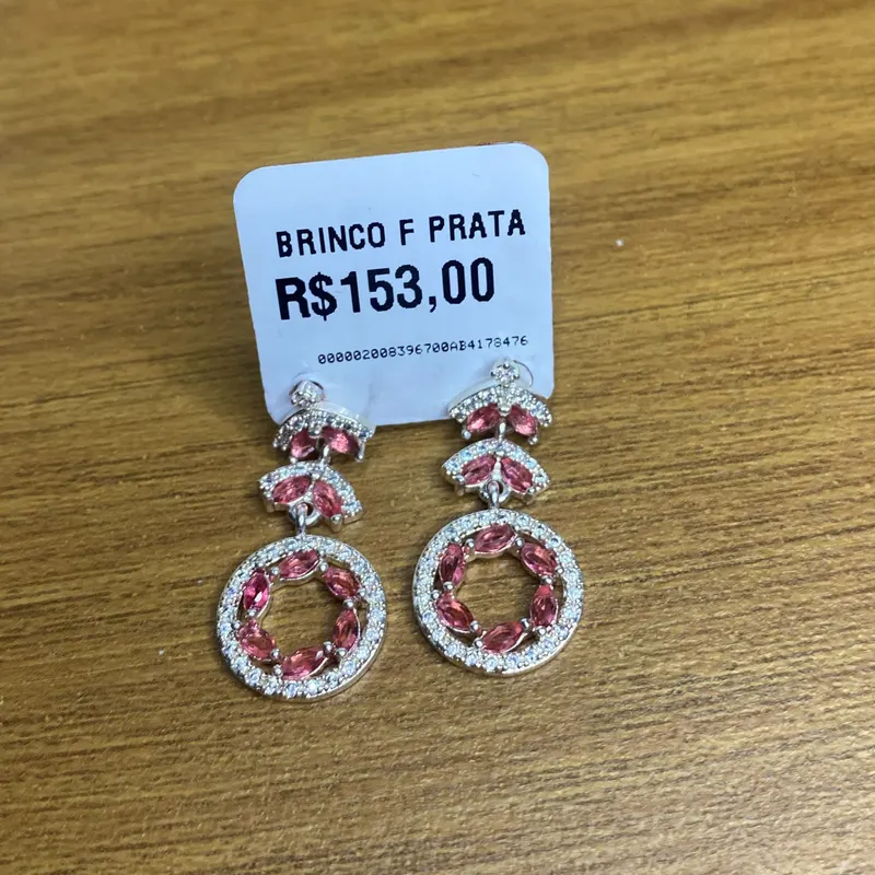 Brinco mandala com pedras rosa