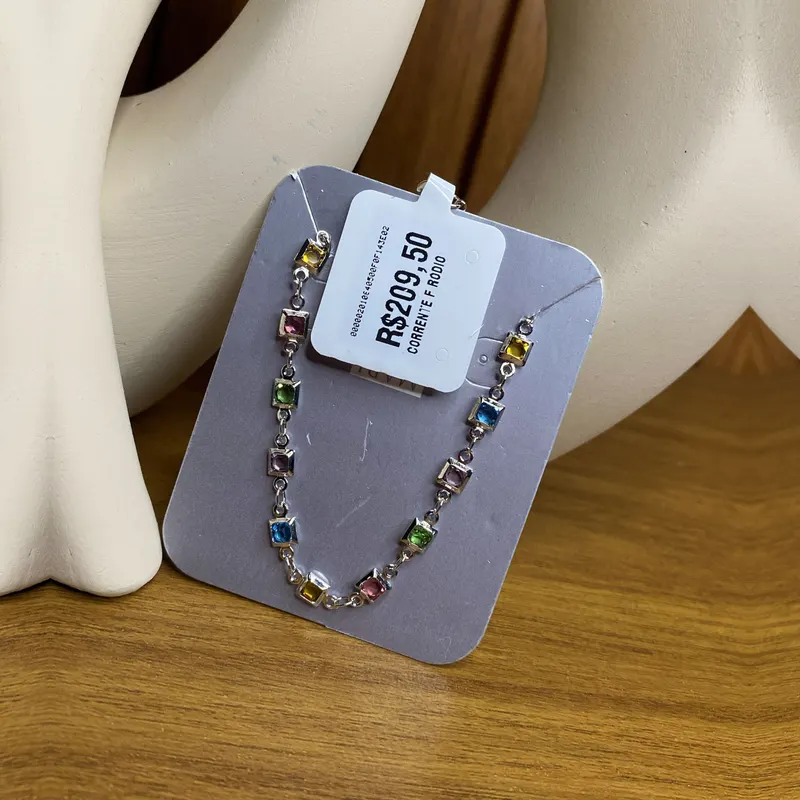 Choker de cristais coloridos