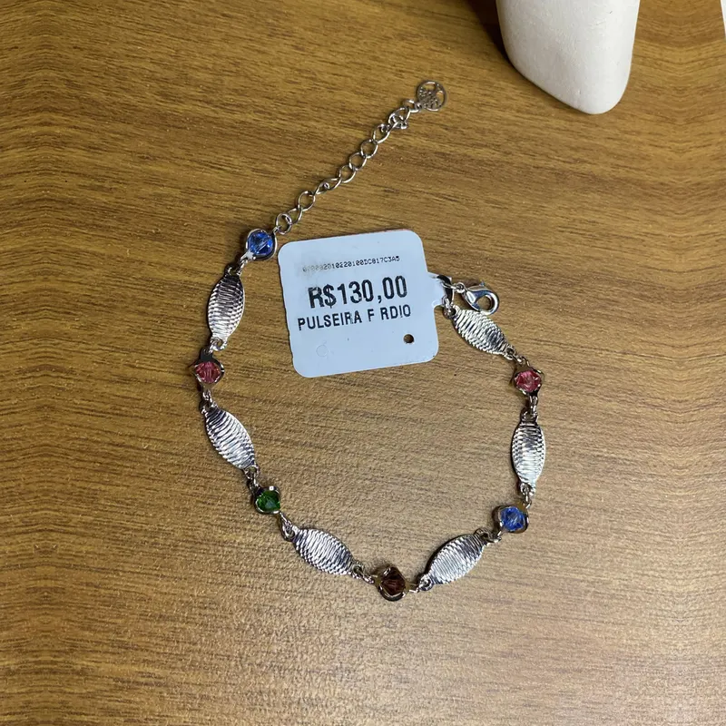 Pulseira navetes com pedras coloridas